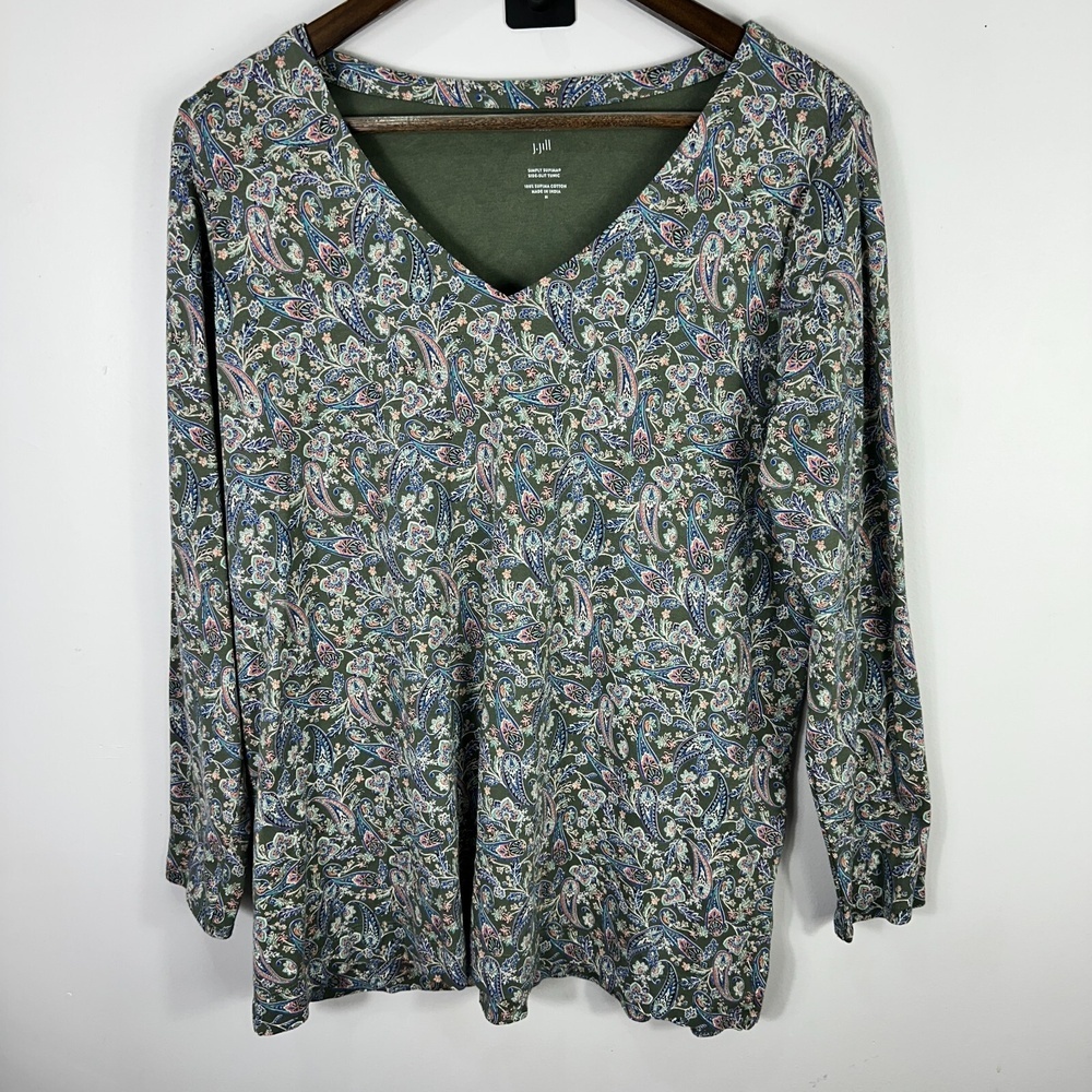 J. Jill Green Paisley V-Neck Tunic